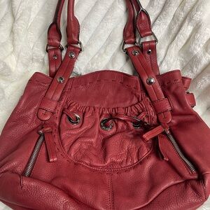Elegant Red Leather Tote Bag